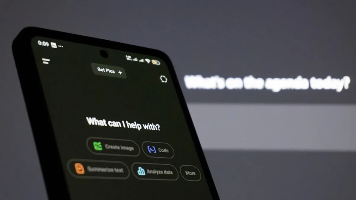 Smartphone screen displaying ai assistant interface.