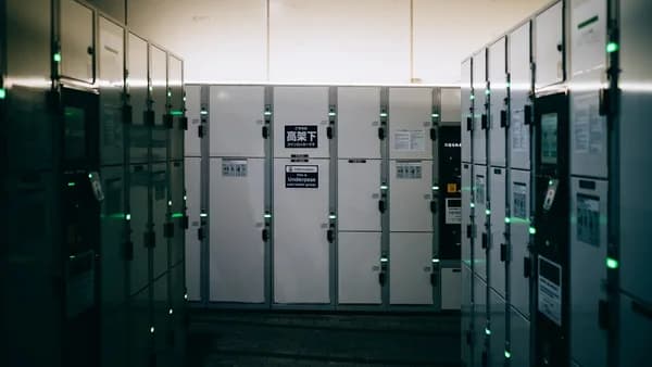 white and gray metal locker