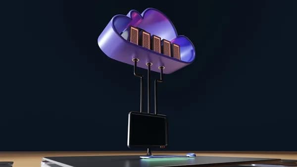 a computer tower with a purple light