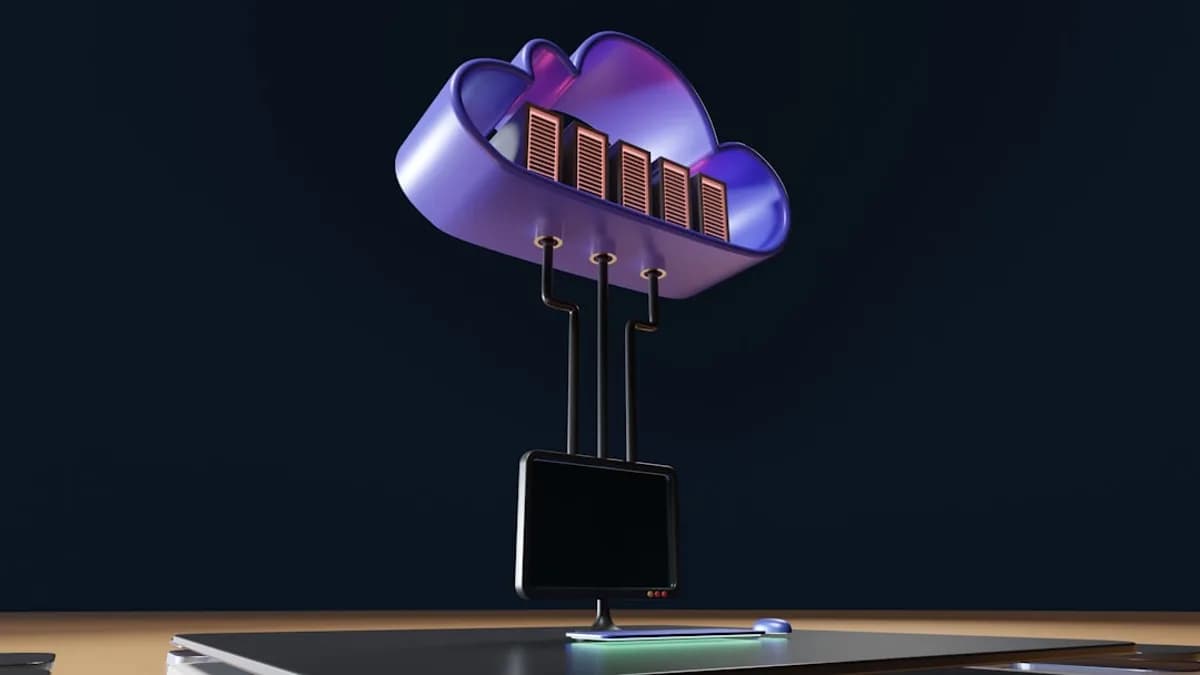 a computer tower with a purple light
