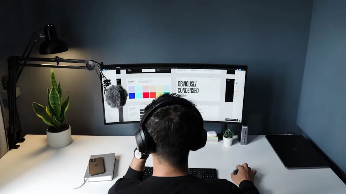 man in black shirt sitting in front of computer