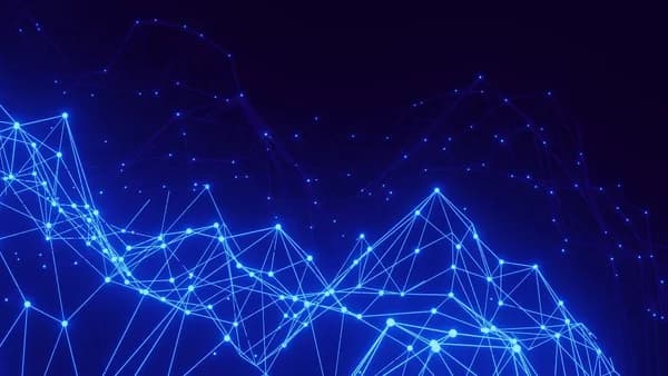 a blue background with lines and dots