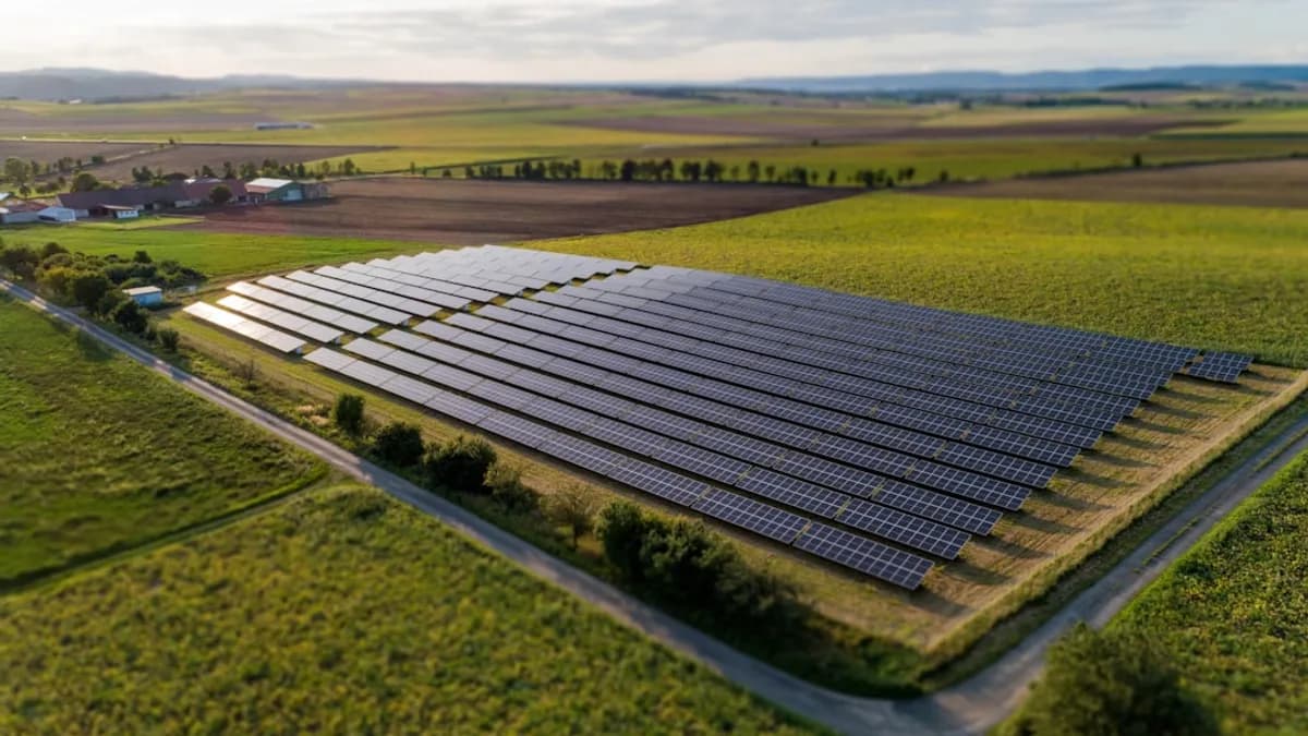 black solar panels on green grass field during daytime
