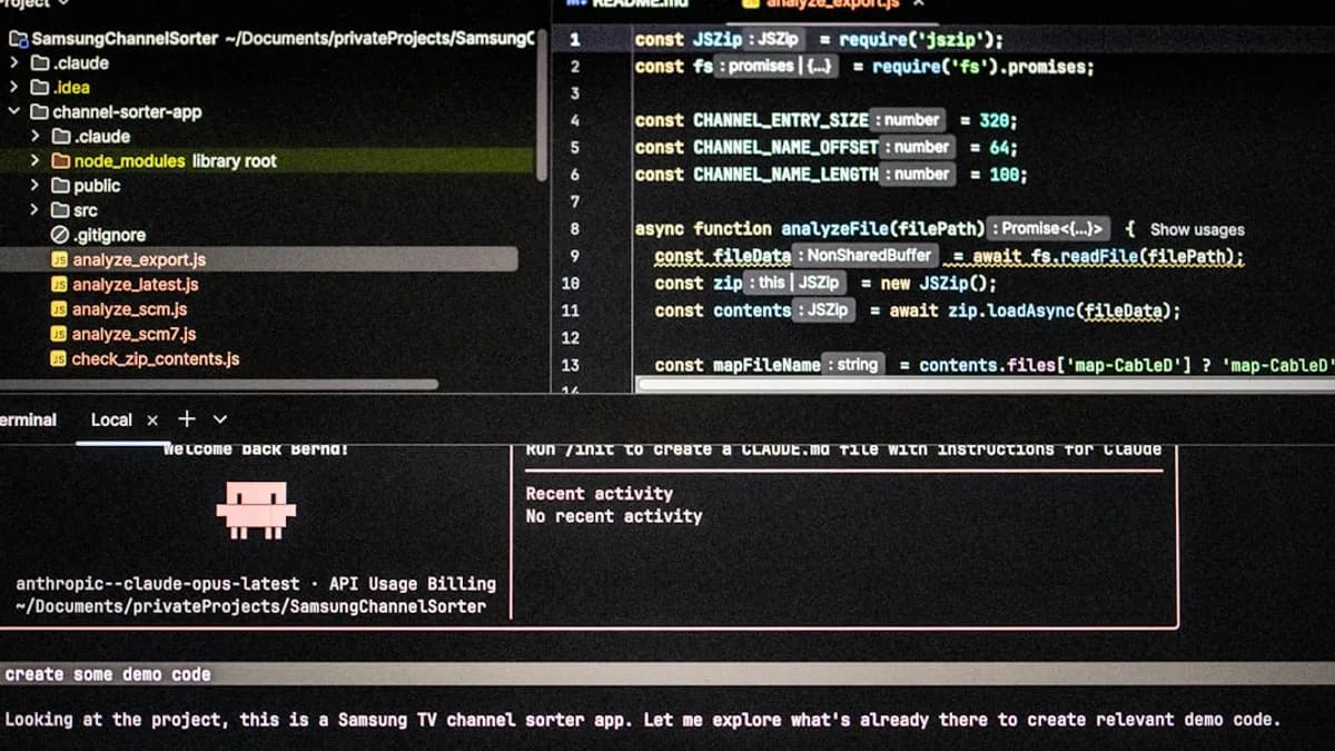Computer screen displaying code and project files