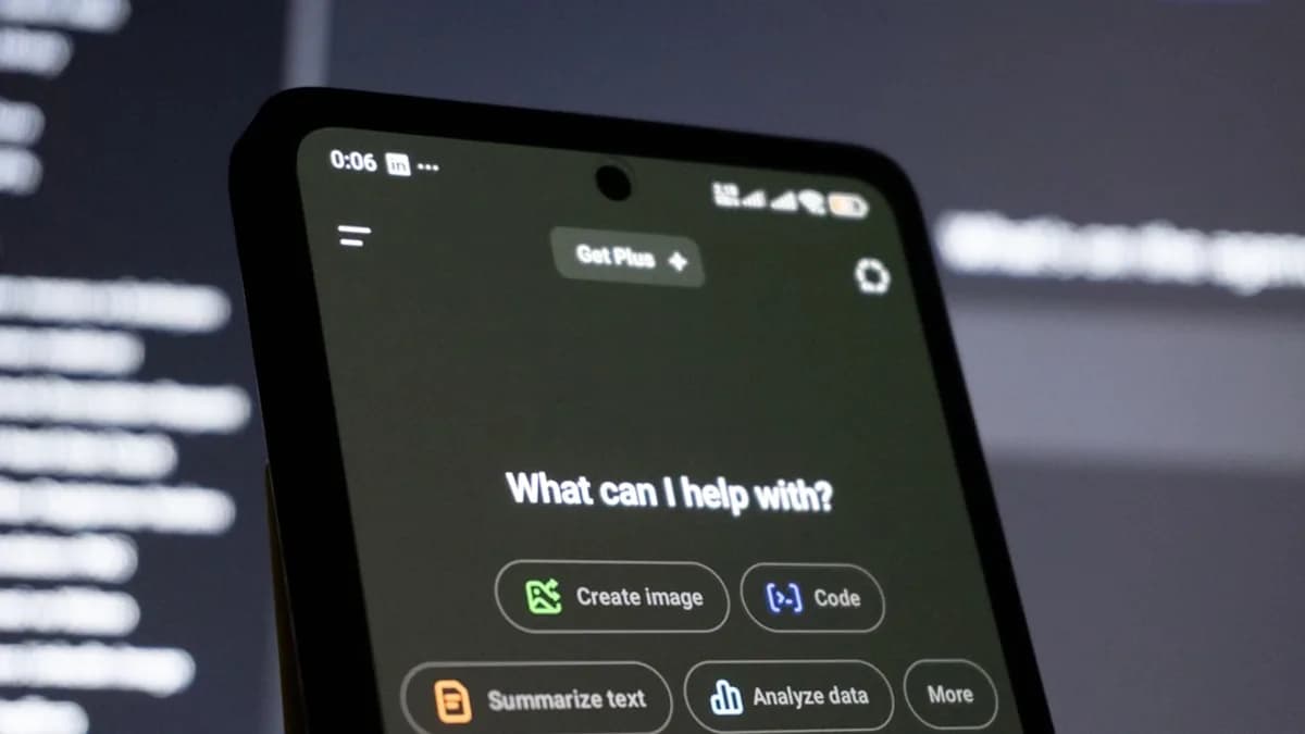 Smartphone screen displays ai chatbot interface