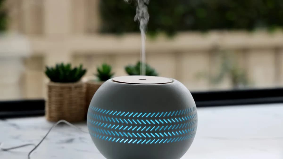 A bluetooth speaker sitting on top of a table
