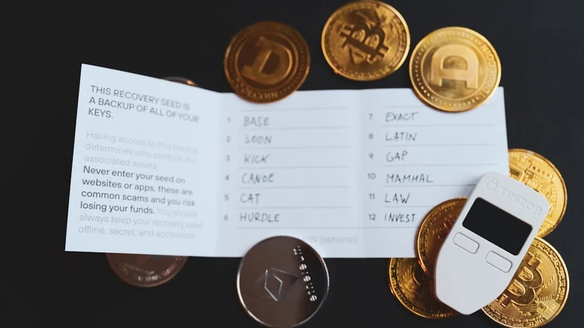 a cell phone sitting on top of a pile of coins
