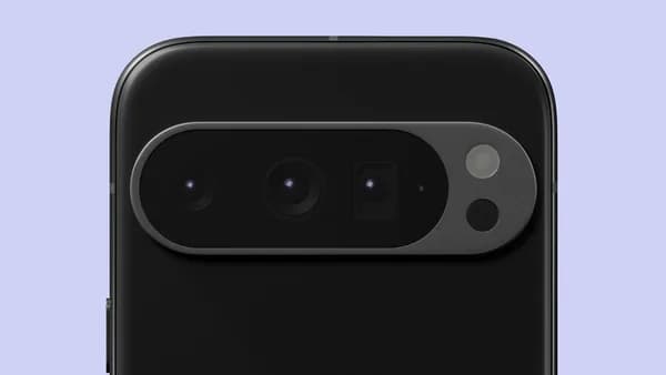 A smartphone's camera array is displayed.