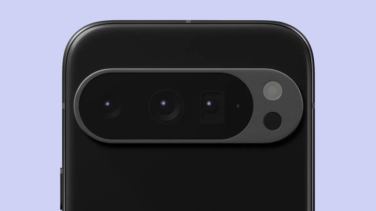 A smartphone's camera array is displayed.