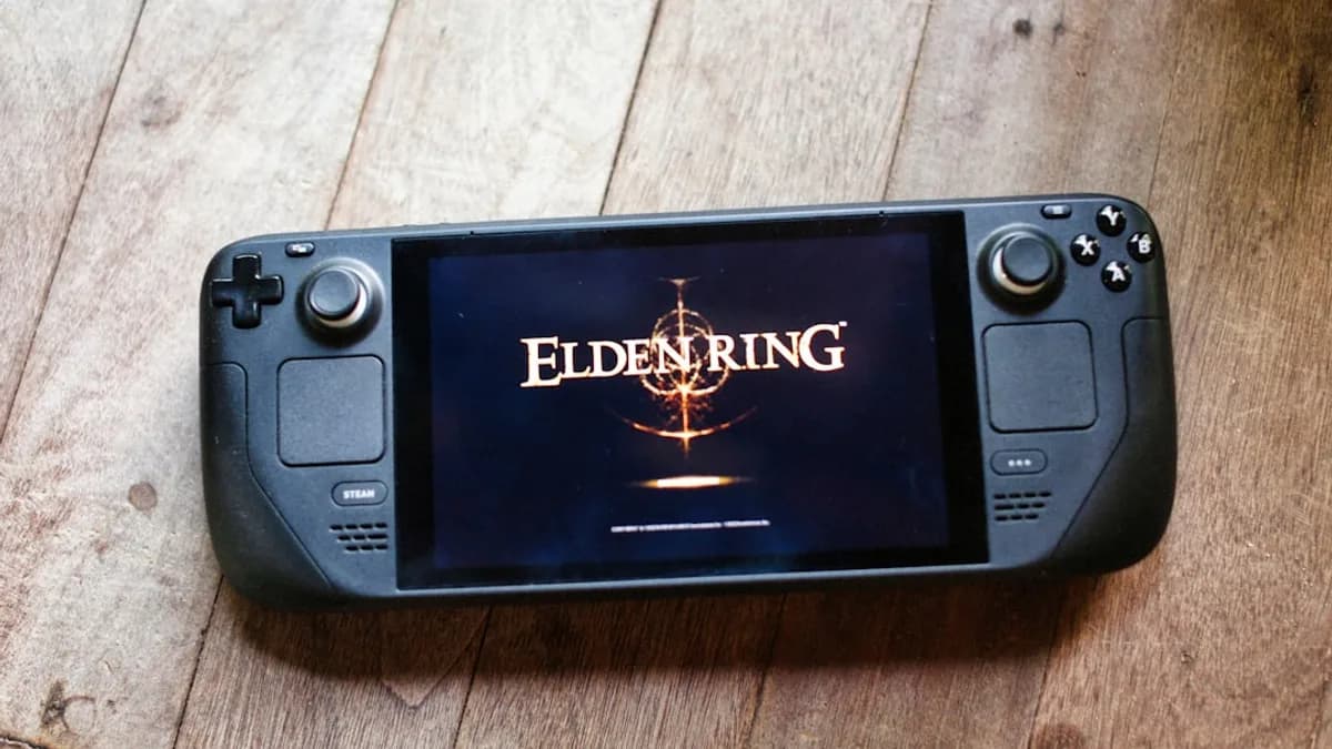 Elden ring is displayed on a handheld console.