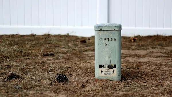 gray trash bin on brown grass
