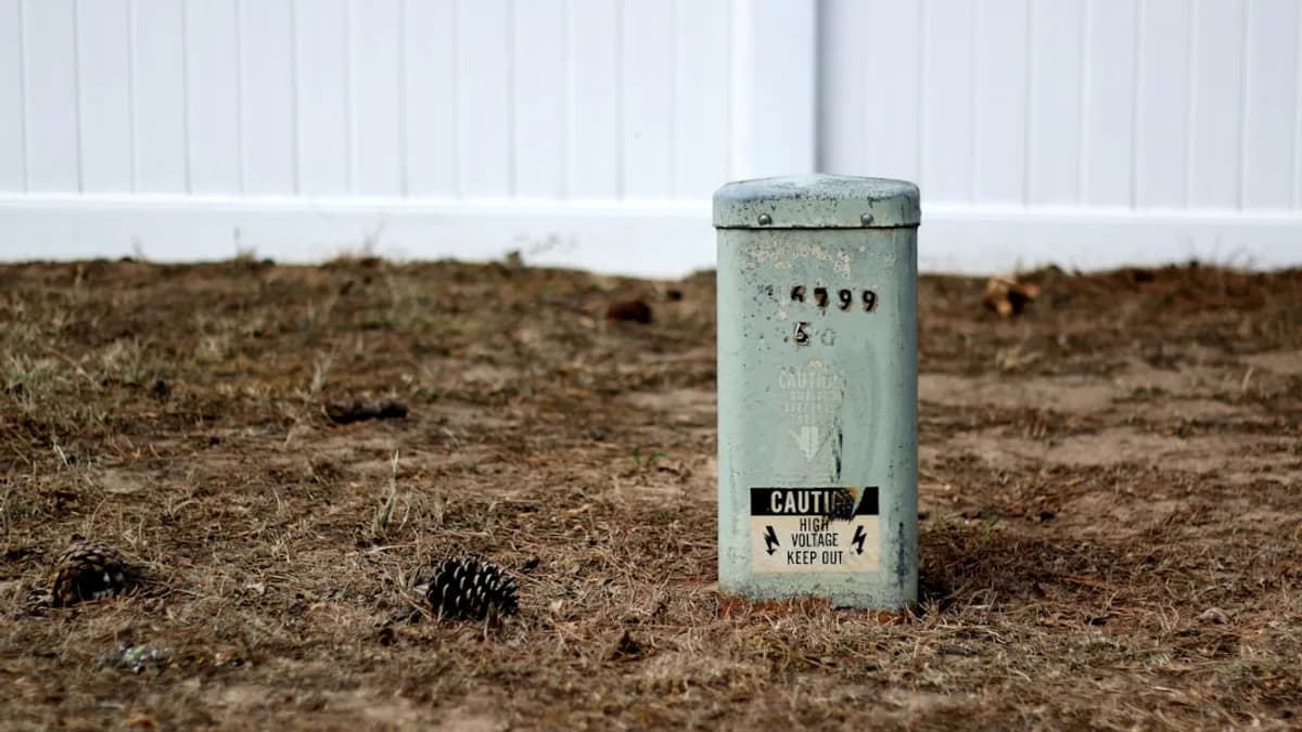 gray trash bin on brown grass