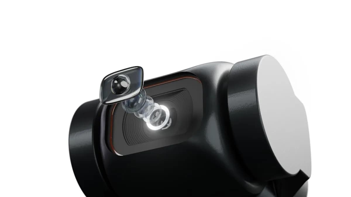 a close up of a camera on a white background