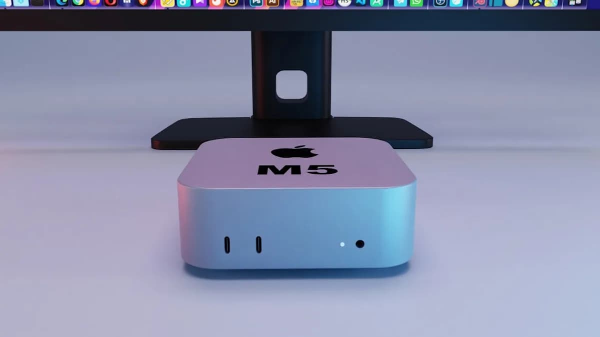 Apple mac mini computer with monitor behind monitor