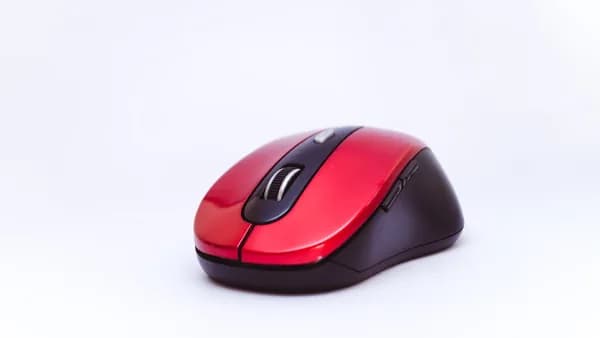 black and red cordless computer mouse