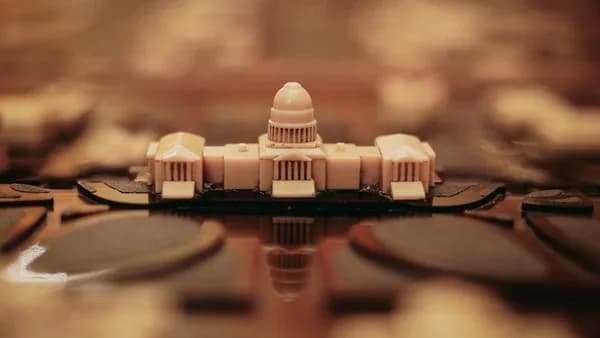 a close up of a model of a building on a table