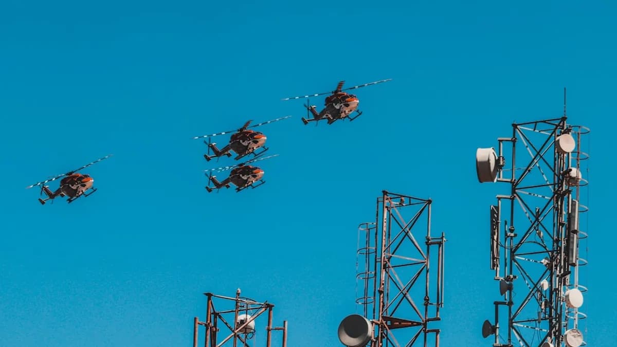 helicopters and signal towers