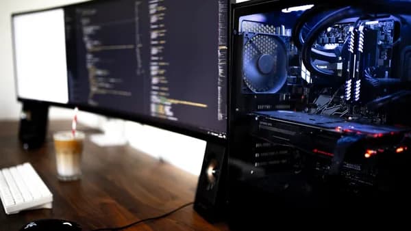 turned on flat screen monitors