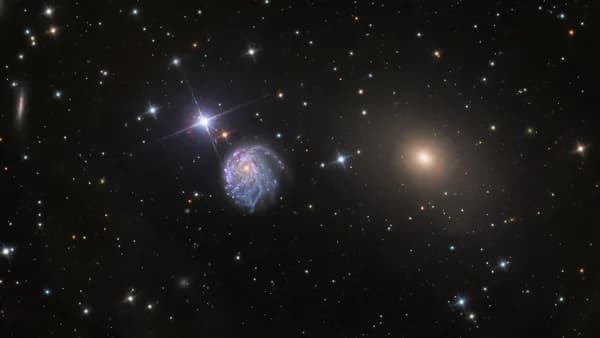 an image of a spiral galaxy in the sky