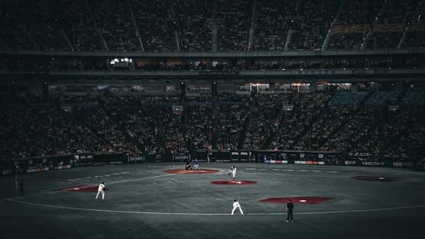 Baseball players on field during a game