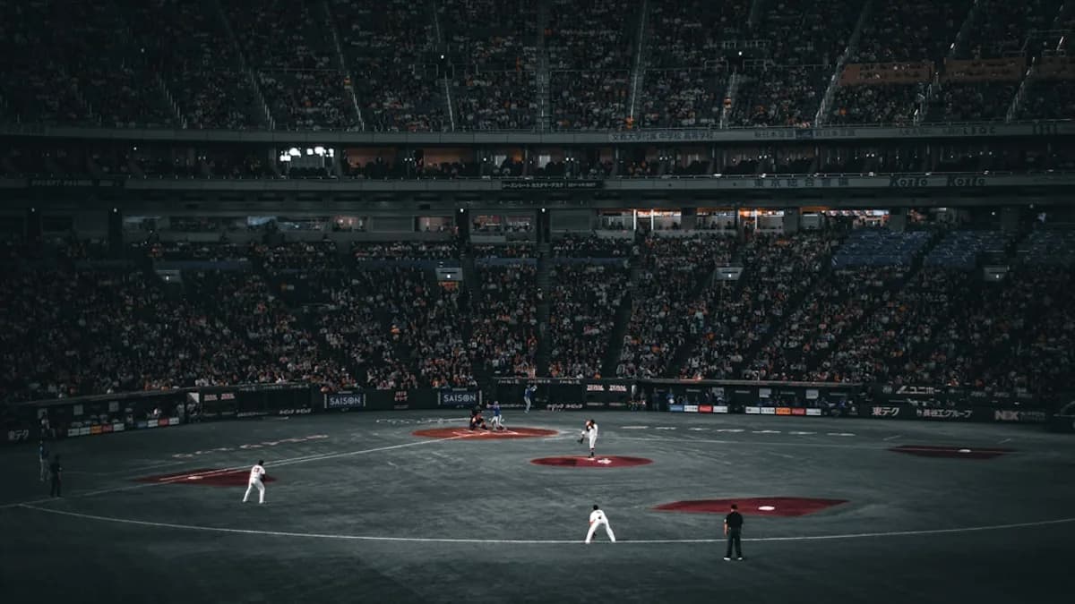 Baseball players on field during a game