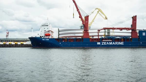 blue and red Zeamarine ship during daytime
