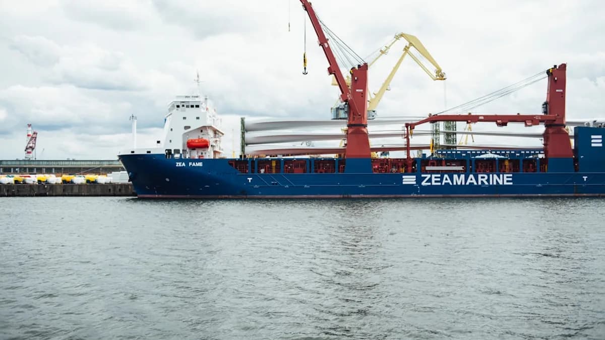 blue and red Zeamarine ship during daytime