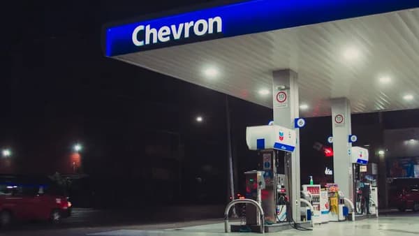 a chevron gas station at night time