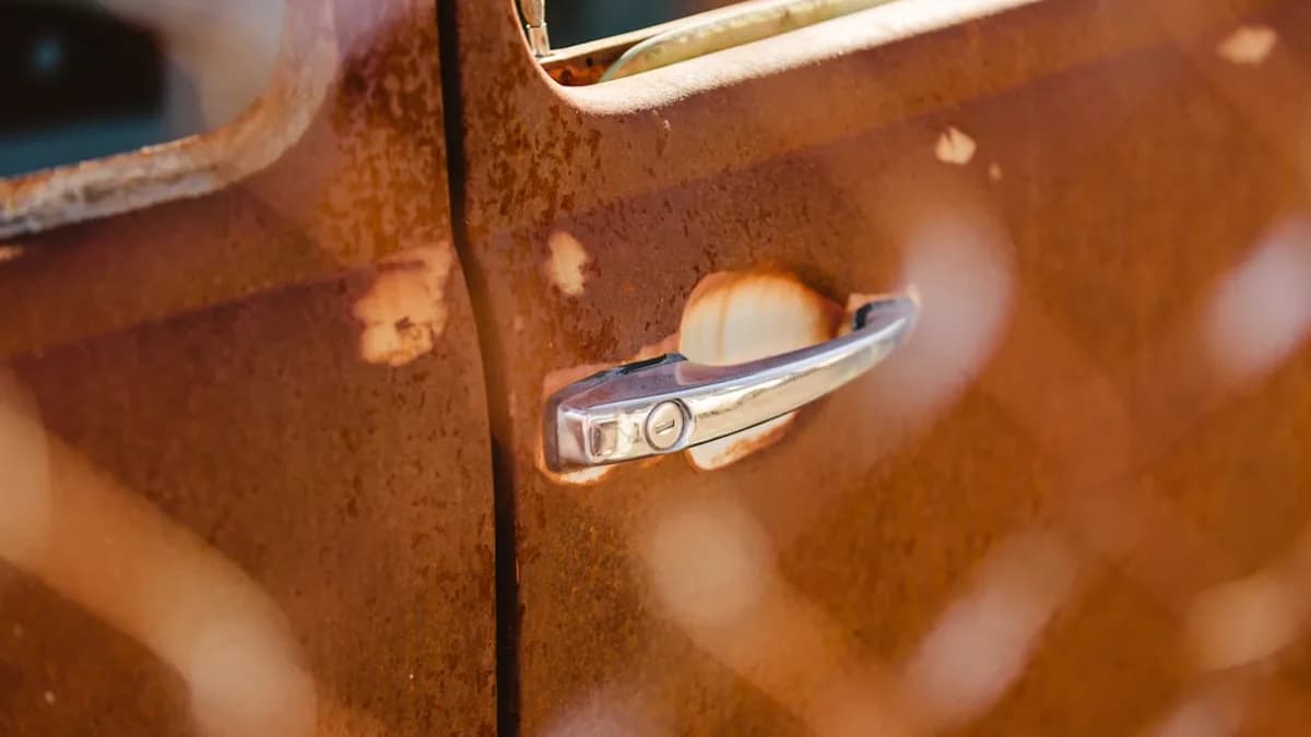 a close up of a car's door handle