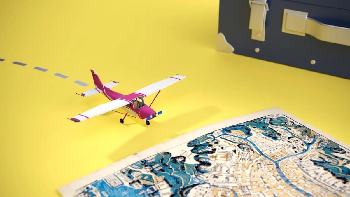 a toy airplane sitting on top of a map
