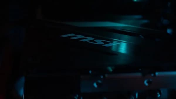 A close up of a computer case in the dark