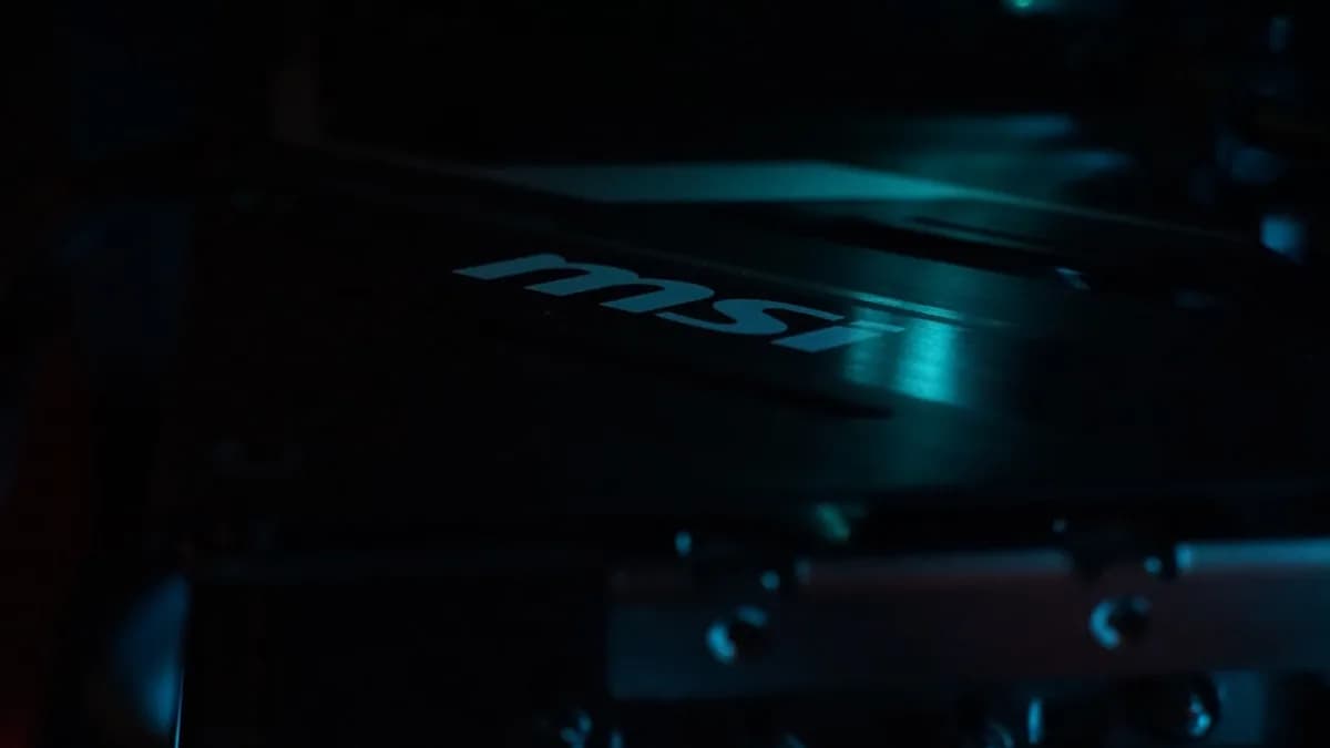 A close up of a computer case in the dark