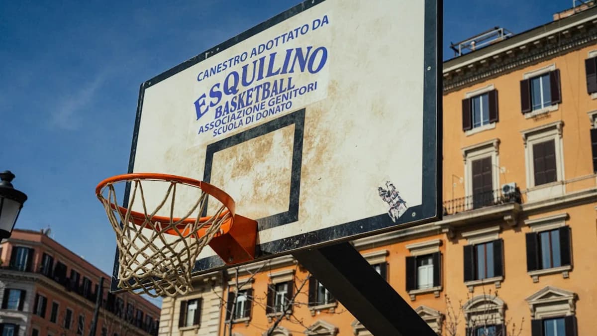 a basketball hoop in front of a building