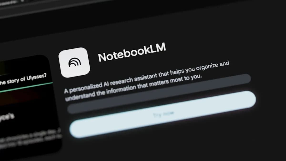 Notebooklm ai research assistant interface on a dark screen
