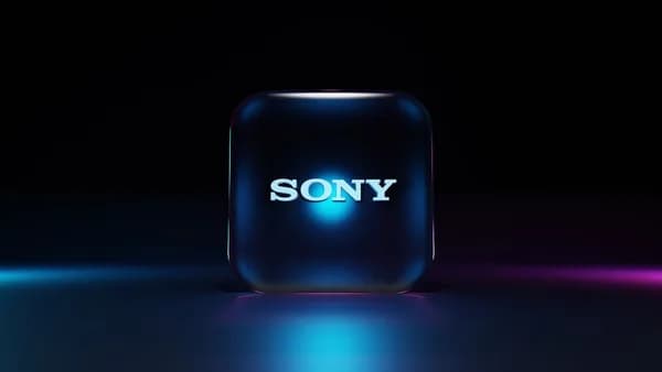 a purple rectangular object with a blue logo on it