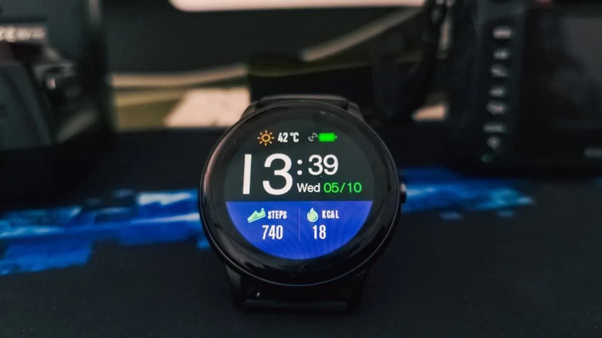 a close up of a smart watch on a table