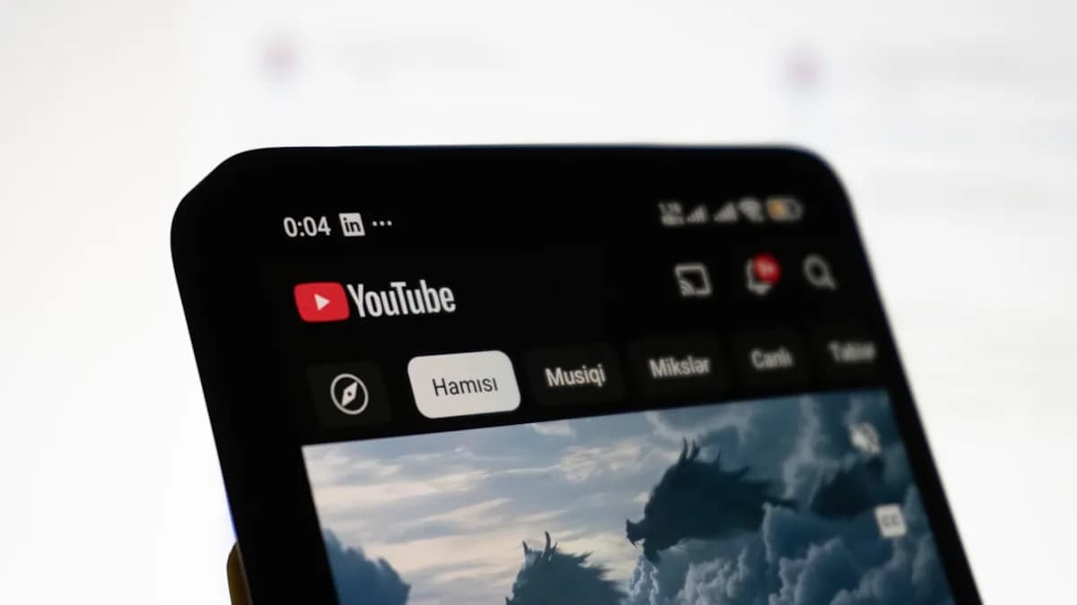 Smartphone displaying the youtube app interface