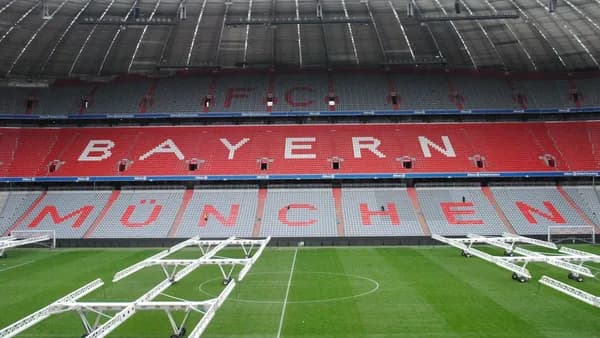 A soccer field with the name of the team on it