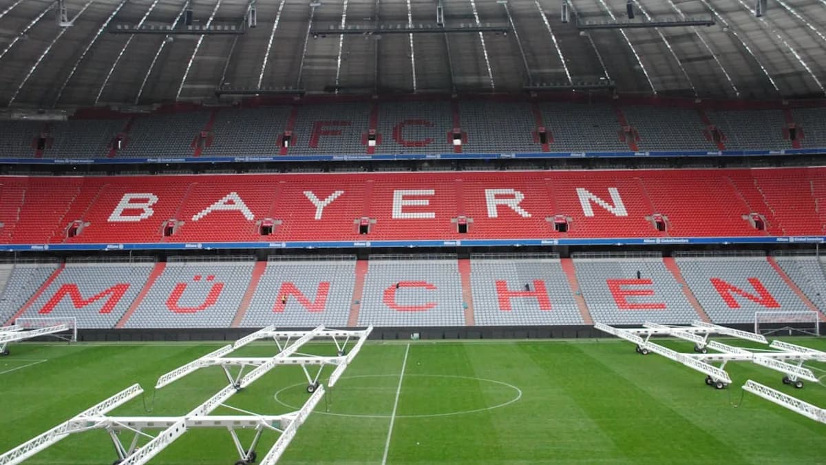 A soccer field with the name of the team on it