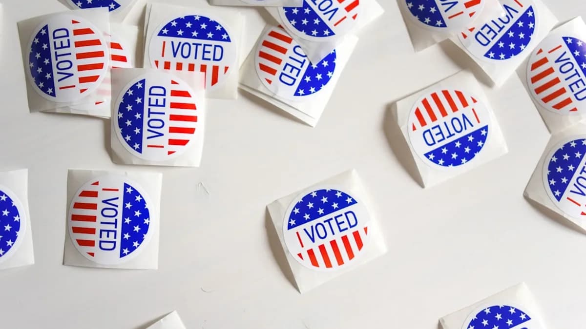 Voted printed papers on white surface