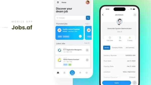 Two mobile app screens showing job search interface.