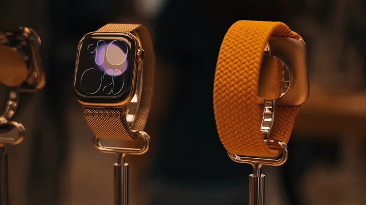 Two smartwatches displayed with different bands