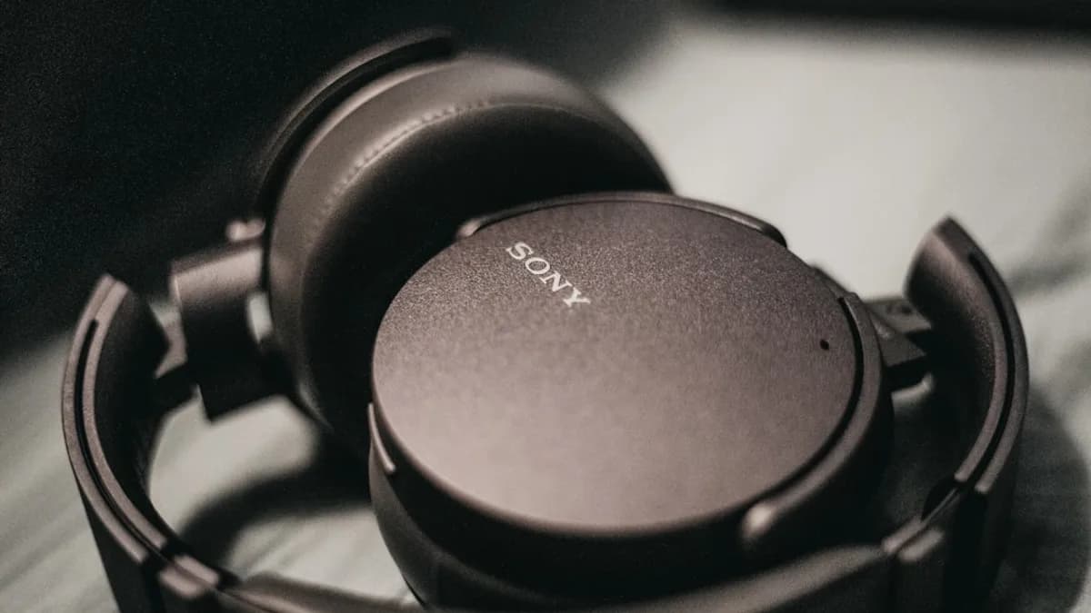 black and silver sony headphones