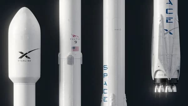 a model of a rocket with a smaller rocket next to it