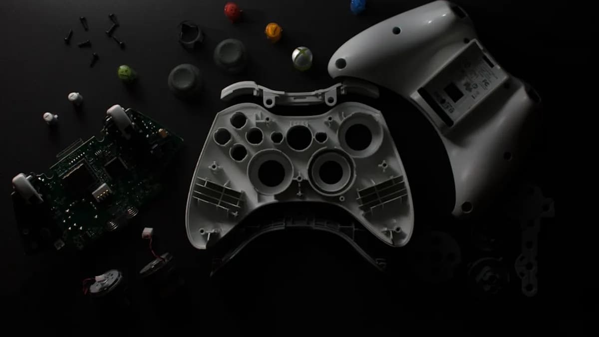 a video game controller sitting on top of a table