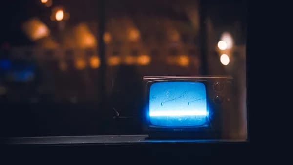 gray CRT TV