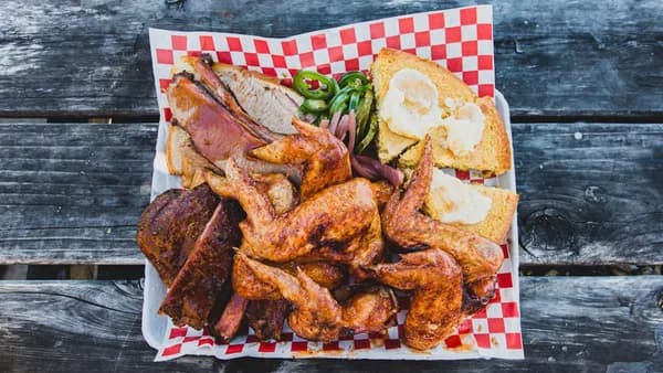 fried food on red and white checkered textile