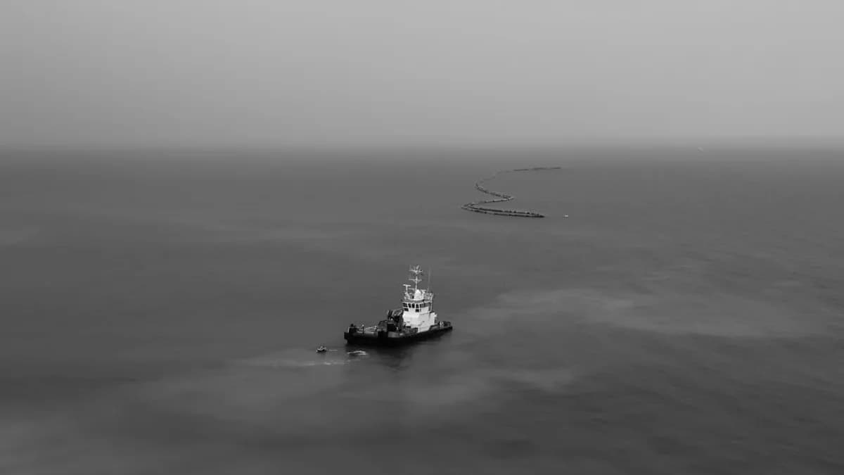 A black and white photo of a boat in the ocean