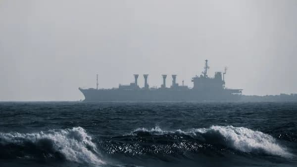 a large ship in the middle of the ocean