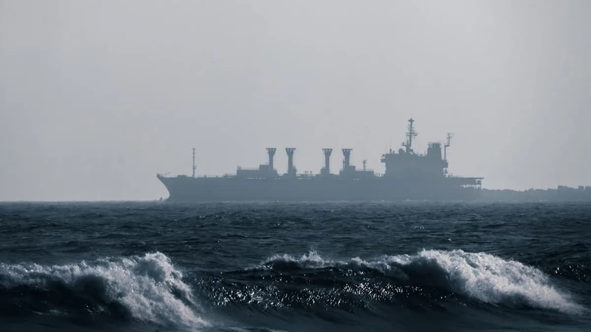a large ship in the middle of the ocean